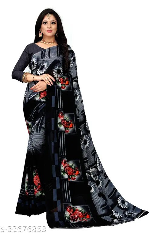 Black Printed Saree