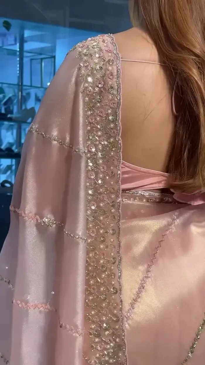 light pink saree