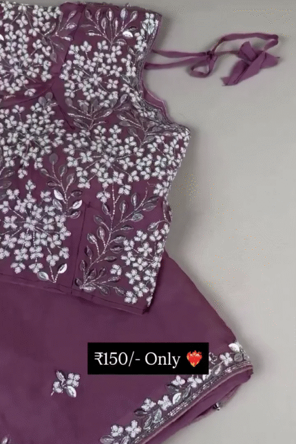 Embroidered Mauve Designer Blouse & Dupatta Set