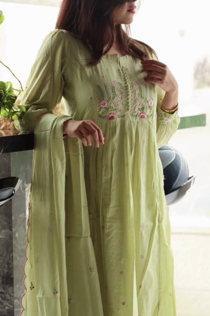 Light Green Embroidered Kurti