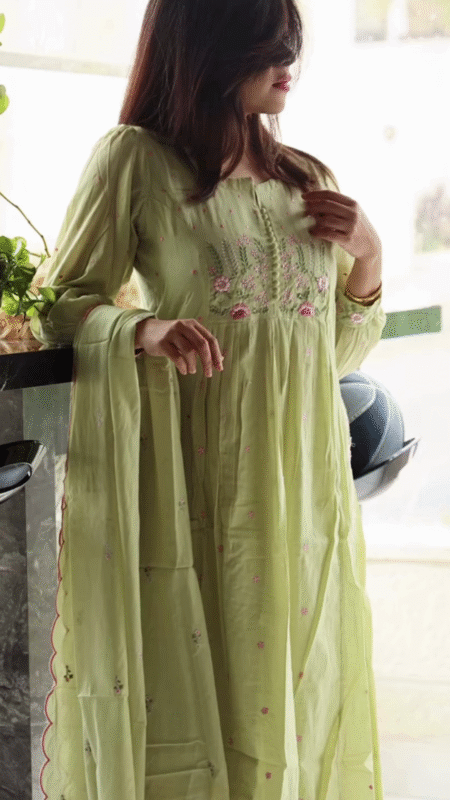 Light Green Embroidered Kurti