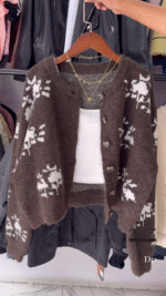 Fuzzy Nordic Button Cardigan – Ultra‑Cozy