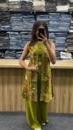 Hot Pink Printed Indo-Fusion Co-Ord Set with Jacket Layer